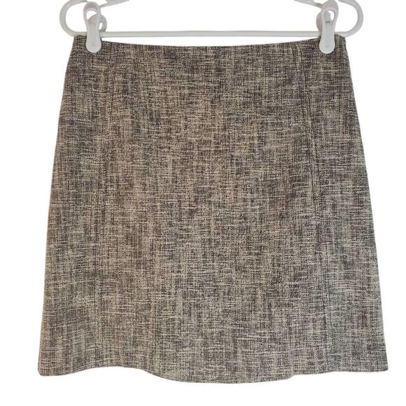 Ann Taylor LOFT Back Zip Flat Front Tweed Pencil Mini Skirt Taupe Brown Size 4 - Picture 1 of 11